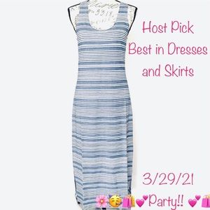 Lysse Mulholland Tank Top Stripe Midi Dress Blue M